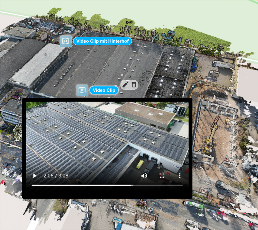 Die Drohnenkartierung der Dachflächen konnte bspw. auch für die Planung der Dach-PV-Anlage genutzt werden.