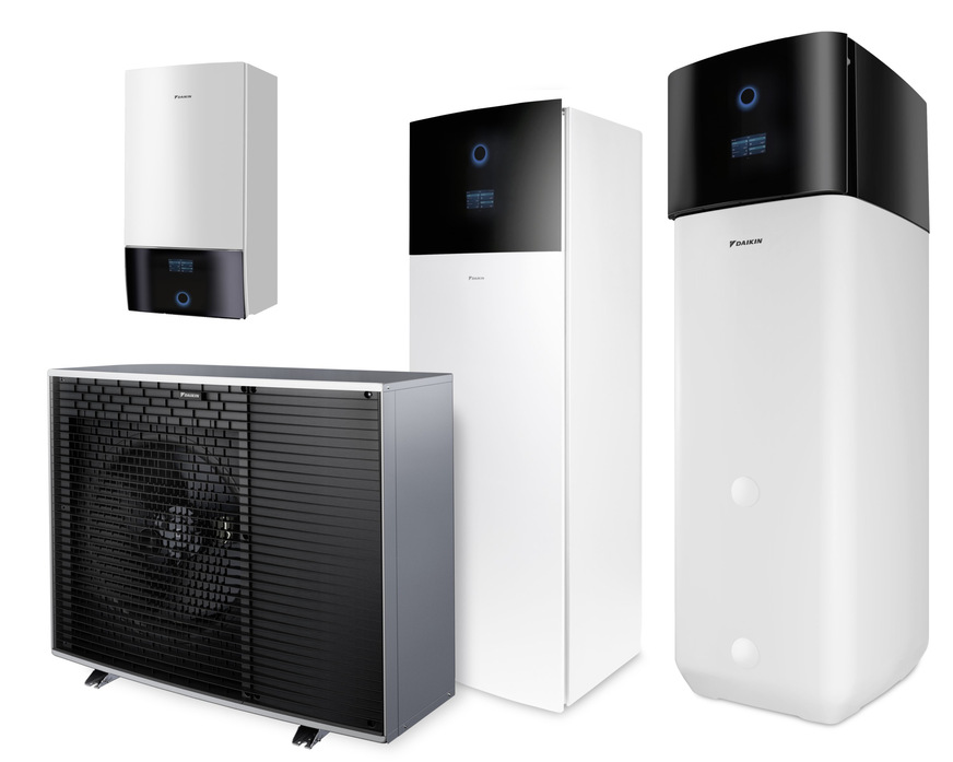 Daikin: Altherma 4 H, Außengerät und kombinierbare Innengeräte.