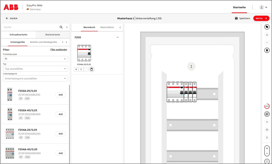 ABB: Der webbasierte Konfigurator EasyPro ermöglicht mit wenigen Klicks eine vollständige Dokumentation einer geplanten Anlage.