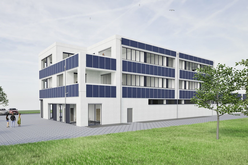 Visualisierung der Planung für das „Real Zero“-Firmengebäude in Memmingen.