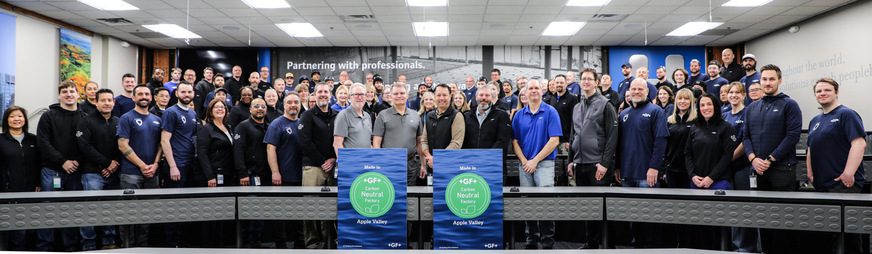 Erfolg des Teams: Die Produktionsstätte von GF Building Flow Solutions in Apple Valley hat den Status Klimaneutralität erreicht.