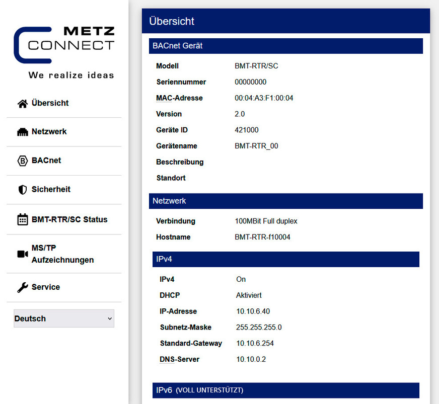 Bild 6 Die Konfiguration und Parametrierung gerätespezifischer Funktionen erfolgt beim BACnet-Router mit einem integrierten Webserver.