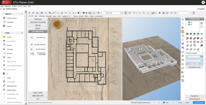 Bild 7 KI-Clouddienste können aus einem gescannten Grundrissplan auch ein BIM-Basismodell erstellen, um es für die weitere Planung im Bestand zu nutzen.