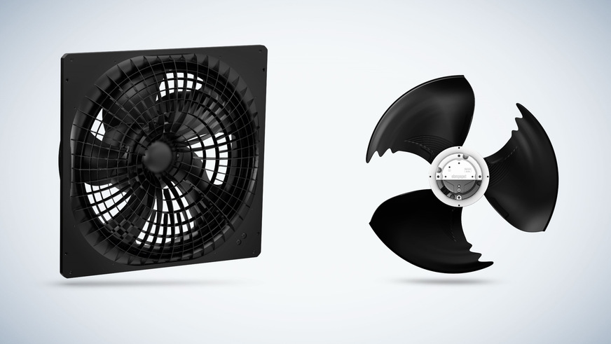 Bild 4 Die geräuscharmen Axialventilatoren AxiTone und AxiEco Plug-In wurden für den Einsatz in Luft/Wasser Wärmepumpen entwickelt und eignen sich für Applikationen mit brennbaren Kältemitteln.