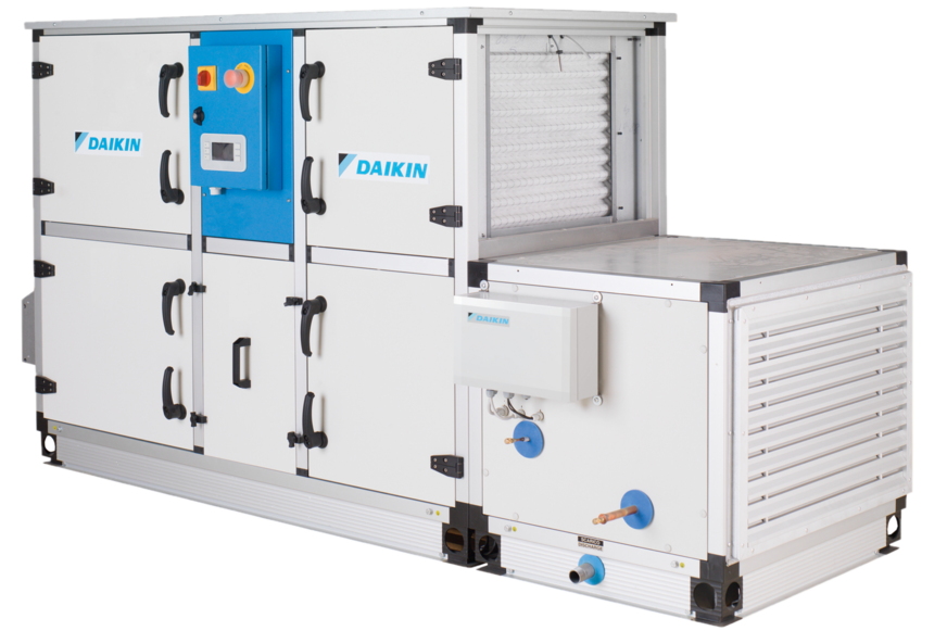 Daikin-Lüftungsgeräte mit DX-System-Bausatz (rechts).