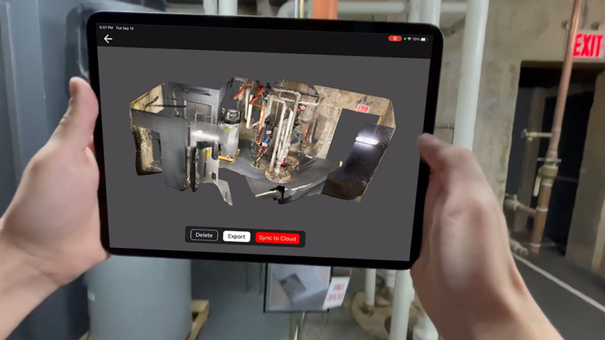 Bild 1 Mit 3D Aufmaß-Apps lässt sich beispielsweise die Anlagentechnik per Smartphone oder Tablet schnell, einfach und kostengünstig dreidimensional erfassen.