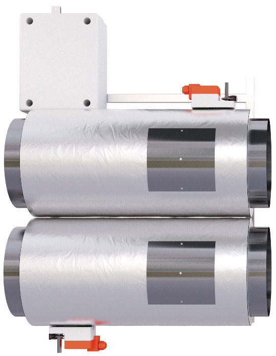 Bild 4 Als Teil eines Komplettsystems ermöglichen die Smart Boxen als Übergabemodule die unabhängige Regelung von Zu- und Abluft im Mehrgeschossbau pro Einheit. Sie bestehen aus zwei eigenständigen Rohren inklusive Mess- und Regeleinrichtung und einer Steuerungsbox. Über einen Tragrahmen können sie miteinander verbunden werden. Der Zu- und Abluftvolumenstrom kann unabhängig voneinander eingestellt werden. Jedes Rohr verfügt über einen Zugang zu den beweglichen Bauelementen.