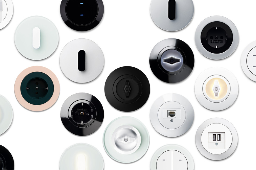 Hager: Runde Bedienelemente und Steckdosen von Berker.