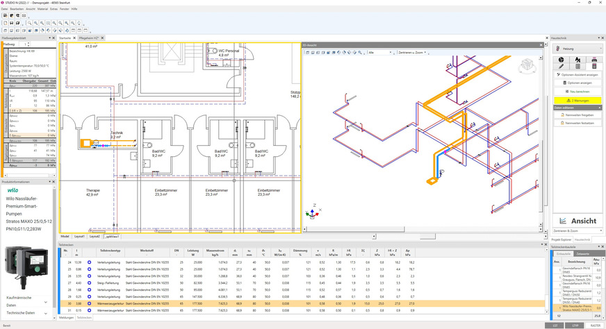 Bild 9 TGA-CAD liefert wichtige Unterlagen, wie etwa Installations-, Strang- und Schemapläne, Ausführungs- und Montagepläne, Berechnungen, Reports und Stücklisten.