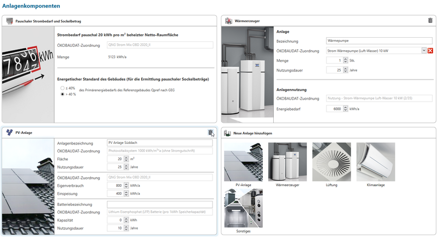 Bild 9 Auch Anlagenkomponenten werden dabei nach unterschiedlichen Rechenverfahren berücksichtigt.