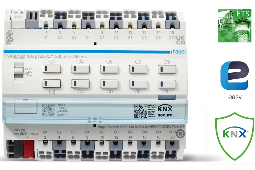 Hager: KNX-Aktoren für Licht und Beschattung.