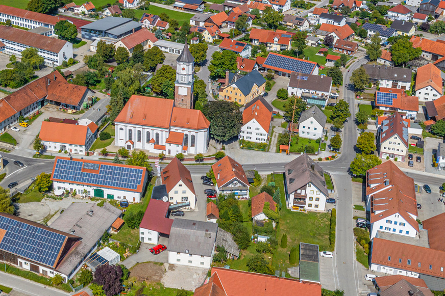 Blick auf Ettringen an der Wertach im schwäbischen Unterallgäu.