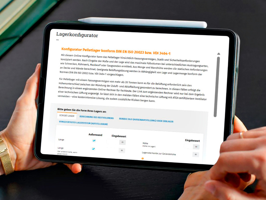 Pelletlager lassen sich normgerecht mit dem DEPI-Lagerkonfigurator planen.