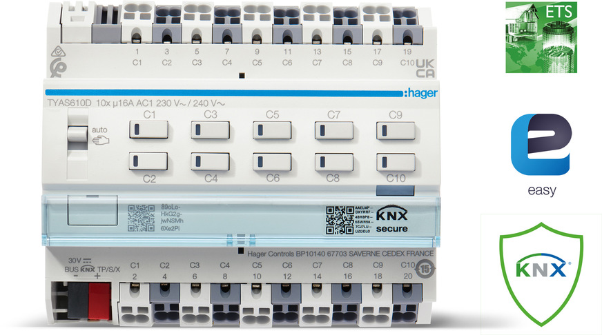Hager: KNX-Aktoren für Licht und Beschattung.