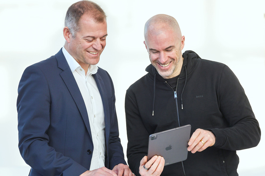 Vorstandsvorsitzender Joachim Ley (links) und Social-Media-Experte Felix Beilharz.