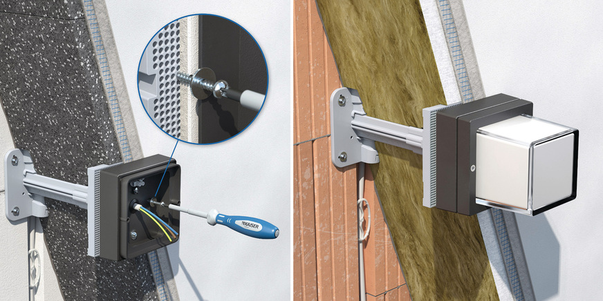 Kaiser: Teleskop-Geräteträger für gedämmte Fassaden.