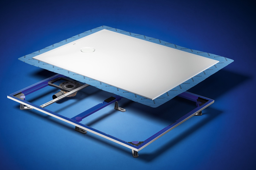 Geberit: Duofix Installationsrahmen und Duschfläche CleanFloor30.
