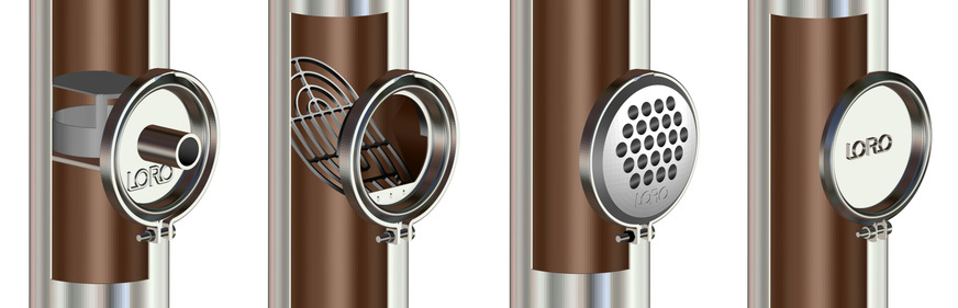 Loro: Regensammler, Laubfang, Hochleistungs-Sicherheitsüberlauf (HSÜ) und Deckel für die Reinigungsöffnung.