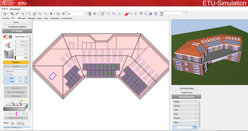 HottCAD, die Software für Gebäudemodellierung, ist im ETU-Planer integriert. Die PV-Planung profitiert von der flexiblen Erstellung und Darstellung von Dachformen. 