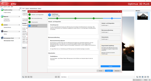 Die Spezialsoftware Optimus berechnet den hydraulischen Abgleich von Heizsystemen und empfiehlt geeignete Wärmepumpensysteme. - © Hottgenroth Software AG