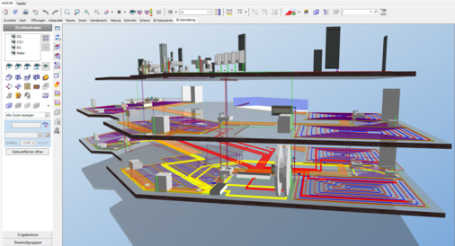 Die HKLS-Komplettlösung bietet eine 3D-Gebäude- und Installationsplanung sowie eine Vielzahl energetischer und technischer Berechnungen im TGA- und SHK-Bereich. 