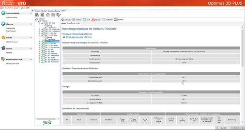 Das auch im ETU-Planer integrierte Modul Optimus berechnet schnell und einfach den hydraulischen Abgleich von Heizsystemen in Bestandsgebäuden nach Verfahren A und B. - © Hottgenroth Software AG