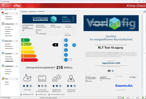 Darstellung des Qualitätssiegel Raumlufttechnik im Klima-Check