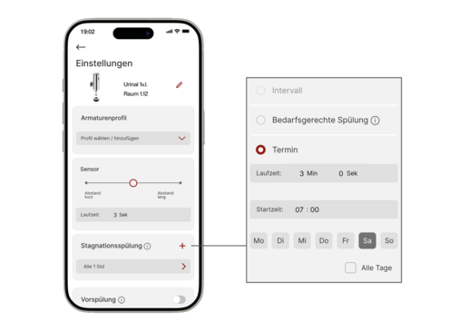 Stagnationsspülung: Dank neuer Einrichtungsmöglichkeiten gibt es für jeden Anwendungsfall die passende Lösung: Terminspülen, Intervallspülen oder smartes bedarfsge-rechtes Spülen