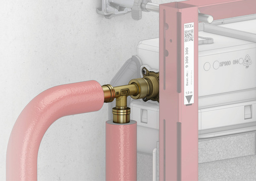 Tece: Der neue Wasseranschluss des Universalspülkastens hat ein ½"-Außengewinde und ist mit handelsüblichen Schnelladaptern kompatibel.