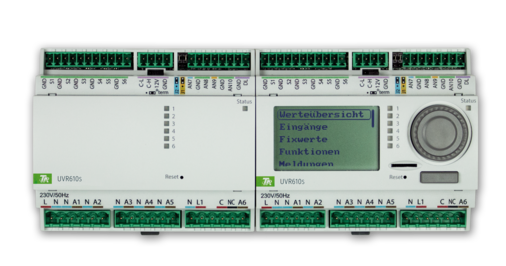 Technische Alternative: Der UVR610S ist ein Regler für alles – von der Heizungsregelung, Solar-, Kühlkreis- und Lüftungsregelung bis hin zu Gebäudeautomation und Energiemanagement.