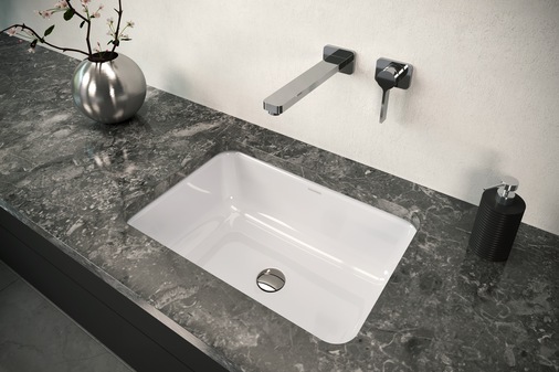 Kaldewei: Unterbau-Waschtisch Cayono mit gespiegeltem Überlauf.