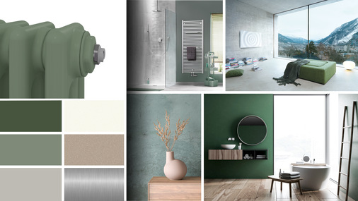 Mit Farben wie Salbei-grün oder hellen Grautönen symbolisiert die Farbwelt „Neo green – Neo grün“ Wellness, Natur und den Wunsch nach einer natürlichen Umgebung.