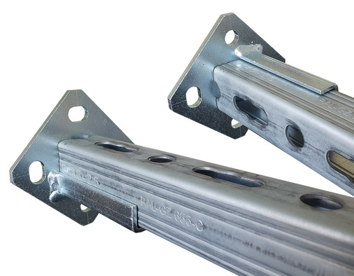 Mefa: Schienenhalter 45 l/q zur Längs- und Quermontage.