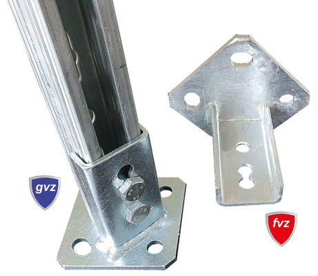 Mefa: Während für den Einsatz im Innenbereich eine galvanisch verzinkte Oberfläche ausreichenden Korrosionsschutz liefert, gibt es den Schienenhalter 45 l/q für außen als feuerverzinkte Sonderausführung.