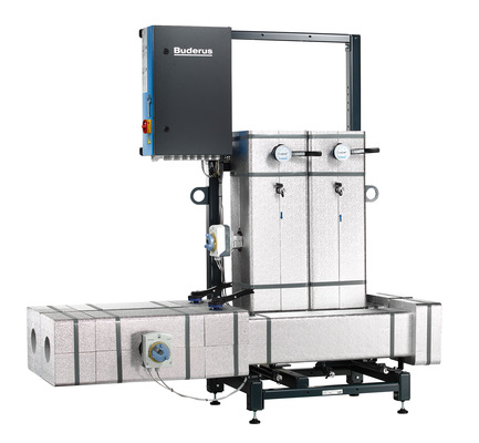 Buderus: Puffer-Bypass-Modul Logaflow HSM plus PB mit Wärmequellen-Bypass-Modul Logaflow HSM plus SB.