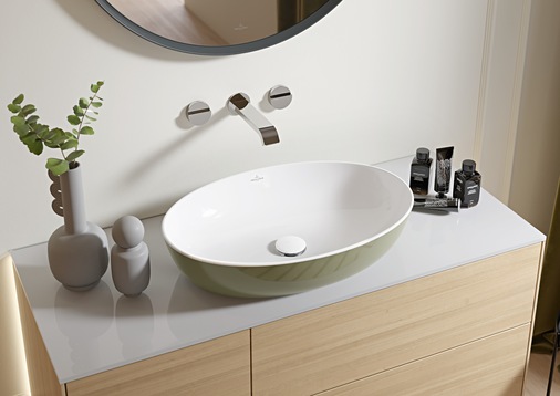 Villeroy & Boch: Artis-Aufsatzwaschbecken in Sage Green.