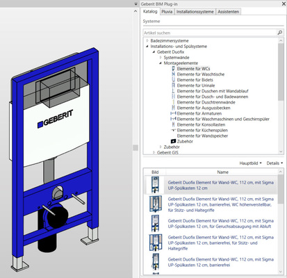 Geberit: Sanitärtechnik-Planung über das Revit-Plug-in Geberit BIM. - © Geberit
