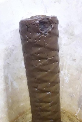 Bild 6 Wird saures, stark eisenhaltiges Anlagenwasser direkt in den von den Richtlinien geforderten Bereich (8,2 – 10,0) alkalisiert, fallen Eisenoxidhydrate aus, welche Filterkerzen schnell verblocken können.