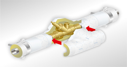 Rockwool: Installationsschritte einer Teclit-Dämmkappe. - © Rockwool
