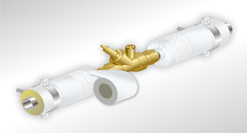 Rockwool: Installationsschritte einer Teclit-Dämmkappe.