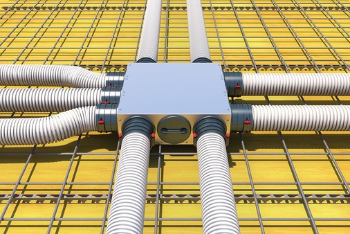 Helios: Verteil-Element FRS-VE bei einer Ortbetondecke.