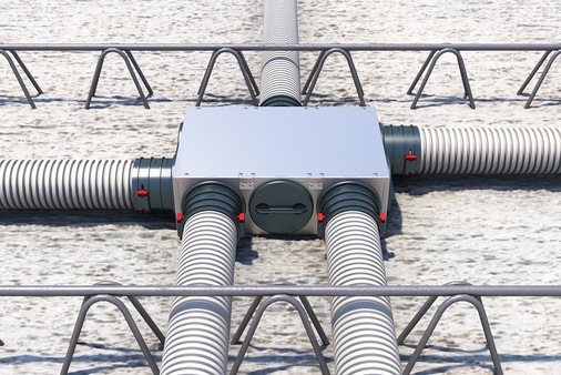 Helios: Verteil-Element FRS-VE bei einer Filigrandecke.