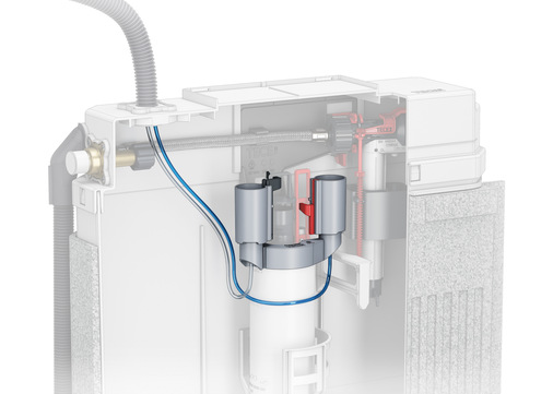 Der Teceflushpoint -Aktuator wird mit nur einem Klick auf das Ablaufventil gesetzt.