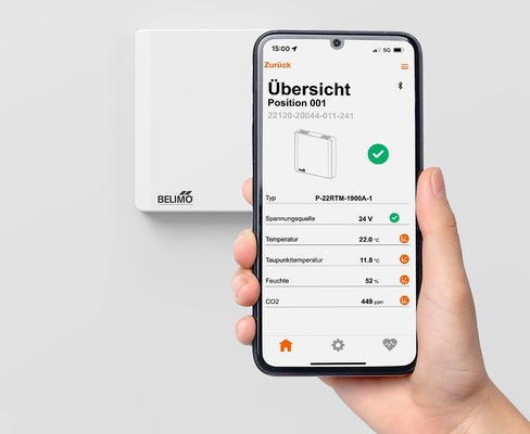 Die App Belimo Assistant ermöglicht eine einfache Inbetriebnahme und die Fehlerdiagnose.