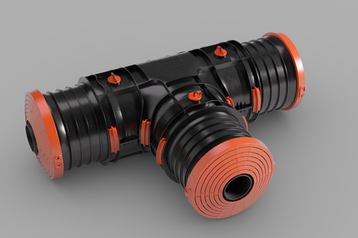 Rehau: Clip-Flex-Muffe mit integriertem Dichtsystem.