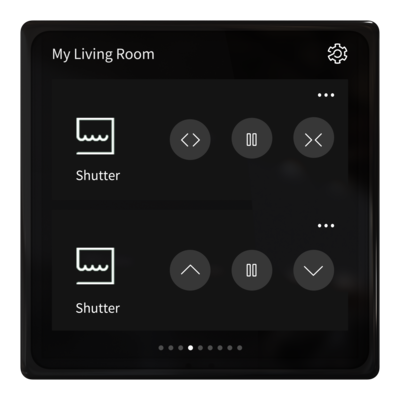 Schneider Electric: Exemplarische Displaybelegung der KNX-Steuereinheit „SpaceLogic KNX 4 Zoll Mini Touch“.