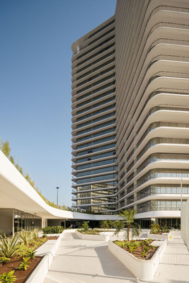 Das Infinity-Gebäude soll der höchste und markanteste Wohnkomplex im Stadtzentrum von Lissabon werden, Umwelttechnik und Nachhaltigkeit stehen im Mittelpunkt. - © Siemens
