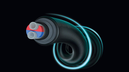 Die Ecoflex-Produktion von GF Building Flow Solutions in Haßfurt (Deutschland) hat Klimaneutralität erreicht. Hier werden Ecoflex- und Ecoflex-VIP-Rohre (im Bild) für die Fernwärme-, Kälte- und Wasserversorgung produziert und für Projekte in aller Welt ausgeliefert.