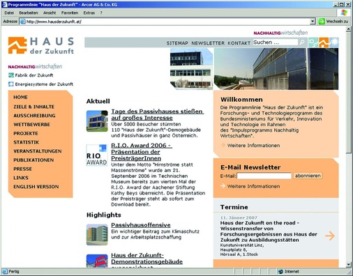 Verbindet solare Niedrigenergie- und Passivbauweisen: www.hausderzukunft.at