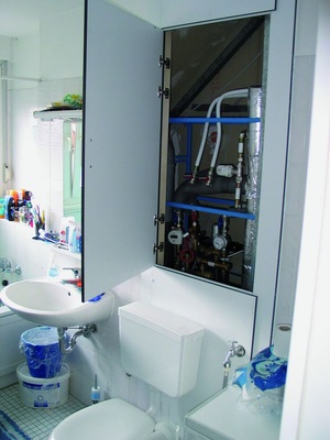 Dezentrales Wohnungswärmezentren Taurus 20 mit Fernwärme statt Gas-Etagenheizung. Die Nebenkostenabrechnung für Trinkwasser und Heizung erfolgt über einen Kaltwasser- und einen Wärmemengenzähler pro Wohnung.